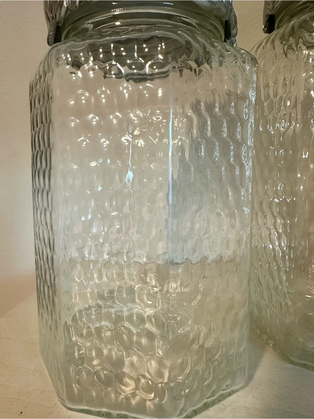 Vintage 2002 RARE Arthur Court Rooster Lids Glass Canisters - Set of 2